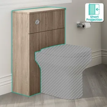 Crete Fluted Apex Oak Slimline Back To Wall Toilet Unit 500mm