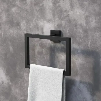 Isla Matt Black Square Towel Ring