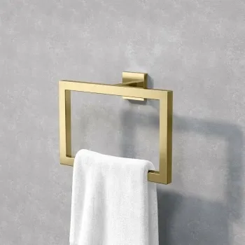 Isla Brushed Brass Square Towel Ring