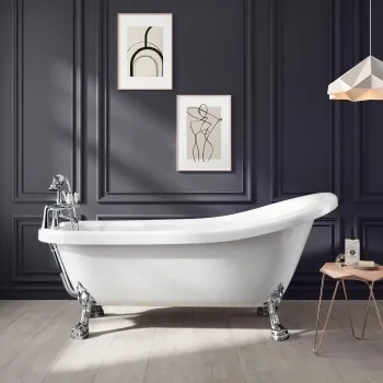 Highbury 1700mm Roll Top Slipper Bath - Chrome Claw Feet