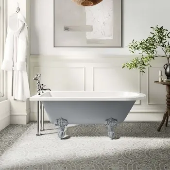 Abingdon 1500mm Dove Grey Single Ended Roll Top Bath - Grey Ball Feet