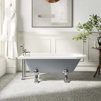 Abingdon 1500mm Dove Grey Single Ended Roll Top Bath - Chrome Feet