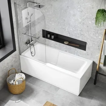 Dover 1700x750 Keyhole Shower Bath & 6mm Easy Clean Screen with Rail