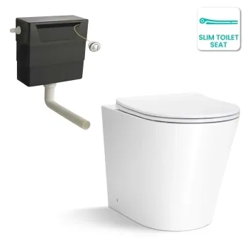 Boston Rimless Back To Wall Toilet With Premium Soft Close Slim Seat and Concealed Cistern
