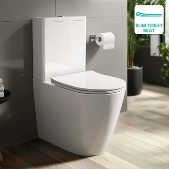 Utah Rimless Close Coupled Toilet With Premium Soft Close Slim Seat