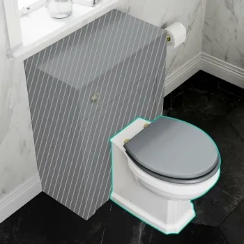 Hudson Traditional Back To Wall Toilet With Dove Grey Wooden Seat - Brushed Brass Hinges