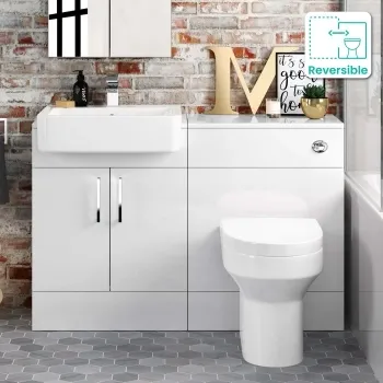 Harper Gloss White Combination Vanity Basin and Denver Toilet 1200mm