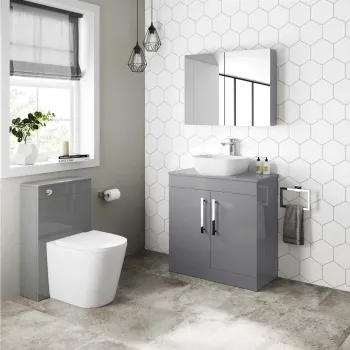 Avon Stone Grey Vanity with Curved Counter Top Basin 800mm