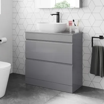 Trent Stone Grey Vanity Drawer with Curved Counter Top Basin 800mm