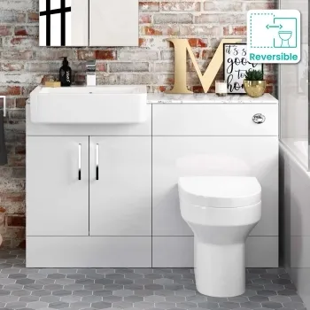 Harper Gloss White Combination Vanity Basin with Marble Top & Denver Toilet 1200mm