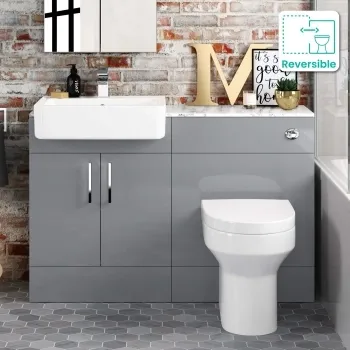 Harper Stone Grey Combination Vanity Basin with Marble Top & Denver Toilet 1200mm