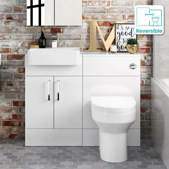 Harper Gloss White Combination Vanity Basin & Denver Toilet 1000mm