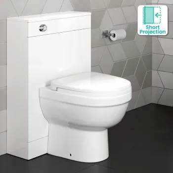 Avon & Trent Gloss White Slimline Back To Wall Unit and Seattle Toilet