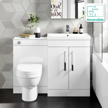 Avon Gloss White Combination Vanity Basin and Seattle Toilet 1100mm