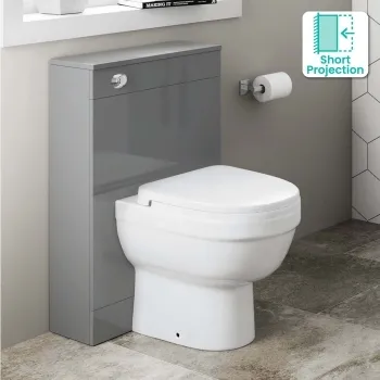 Avon & Trent Stone Grey Slimline Back To Wall Unit and Seattle Toilet