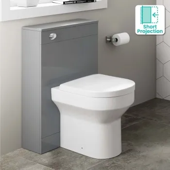 Avon & Trent Stone Grey Slimline Back To Wall Unit and Denver Toilet