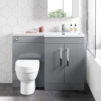 Avon Stone Grey Combination Vanity Basin and Seattle Toilet 1100mm - Right Handed