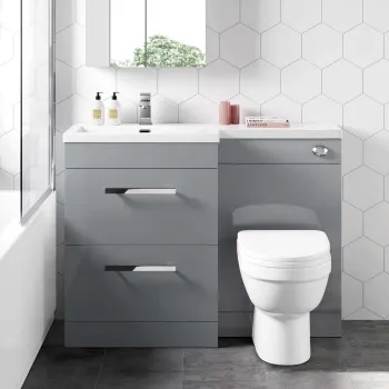 Avon Stone Grey Combination Basin Drawer and Seattle Toilet 1100mm - Left Handed