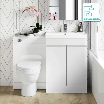 Trent Gloss White Combination Vanity Basin and Seattle Toilet 1100mm