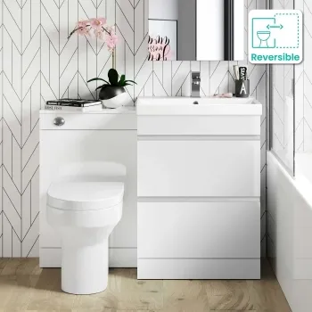 Trent Gloss White Combination Basin Drawer and Denver Toilet 1100mm