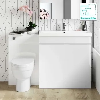 Trent Gloss White Combination Vanity Basin and Seattle Toilet 1300mm