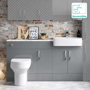 Harper Stone Grey Combination Vanity Basin with Marble Top & Denver Toilet 1500mm