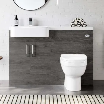 Harper Charcoal Elm Combination Vanity Basin and Seattle Toilet 1200mm - Left Handed