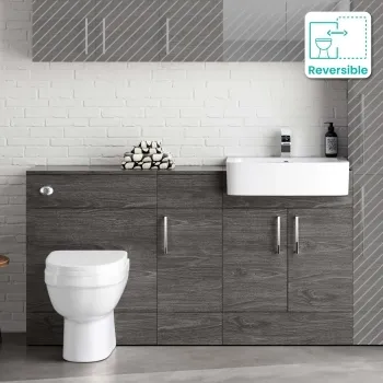 Harper Charcoal Elm Combination Vanity Basin and Seattle Toilet 1500mm