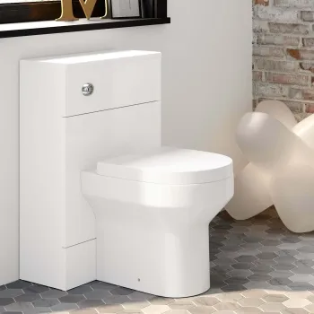 Harper Gloss White Back To Wall Unit 500mm and Denver Toilet