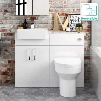 Harper Gloss White Combination Vanity Basin with Marble Top & Denver Toilet 1000mm