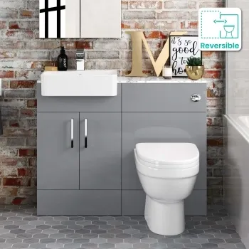 Harper Stone Grey Combination Vanity Basin with Marble Top & Seattle Toilet 1000mm