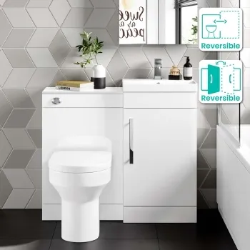 Avon Gloss White Combination Vanity Basin and Denver Toilet 950mm