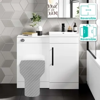Avon Gloss White Basin Vanity and Back To Wall Unit 950mm - Black Accents