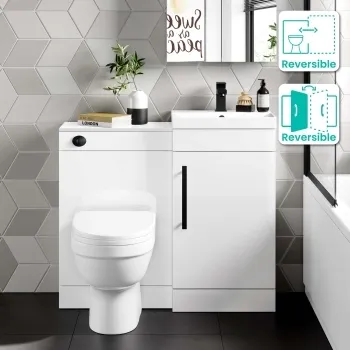 Avon Gloss White Combination Vanity Basin and Seattle Toilet 950mm - Black Accents