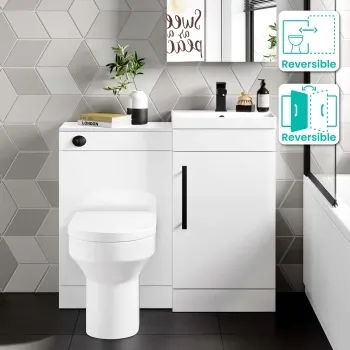 Avon Gloss White Combination Vanity Basin and Denver Toilet 950mm - Black Accents