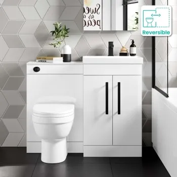 Avon Gloss White Combination Vanity Basin and Seattle Toilet 1000mm - Black Accents