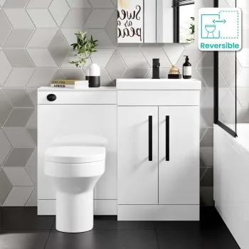 Avon Gloss White Combination Vanity Basin and Denver Toilet 1000mm - Black Accents