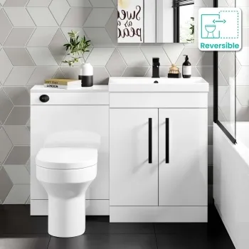 Avon Gloss White Combination Vanity Basin and Denver Toilet 1100mm - Black Accents