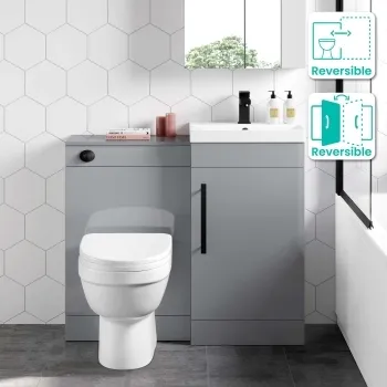 Avon Stone Grey Combination Vanity Basin and Seattle Toilet 950mm - Black Accents
