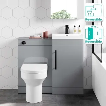 Avon Stone Grey Combination Vanity Basin and Denver Toilet 950mm - Black Accents