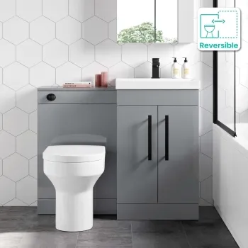 Avon Stone Grey Combination Vanity Basin and Denver Toilet 1000mm - Black Accents