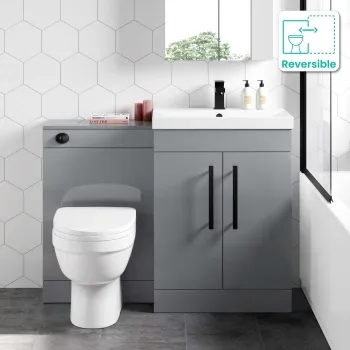 Avon Stone Grey Combination Vanity Basin and Seattle Toilet 1100mm - Black Accents