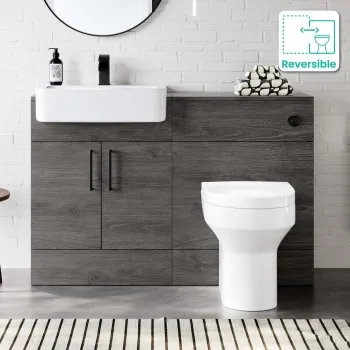 Harper Charcoal Elm Combination Vanity Basin and Denver Toilet 1200mm - Black Accents