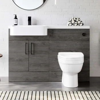 Harper Charcoal Elm Combination Vanity Basin and Seattle Toilet 1200mm - Black Accents - Left Handed