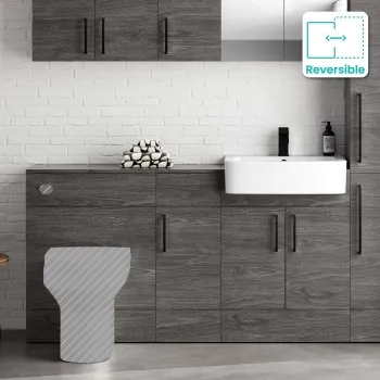 Harper Charcoal Elm Combination Vanity Basin 1500mm - Black Accents (Excludes Pan + Cistern)