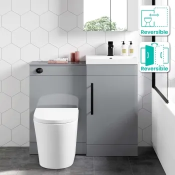Avon Stone Grey Combination Vanity Basin and Boston Toilet 950mm - Black Accents