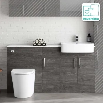 Harper Charcoal Elm Combination Vanity Basin with Marble Top & Boston Toilet 1500mm