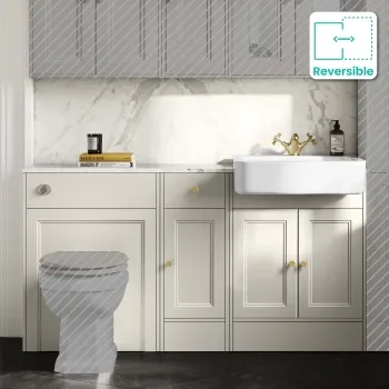 Monaco Chalk White Combination Vanity Basin with Marble Top 1500mm (Excludes Pan & Cistern) - Brushed Brass Accents