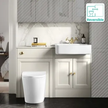 Monaco Chalk White Combination Vanity Basin and Boston Toilet 1200mm - Brushed Brass Accents