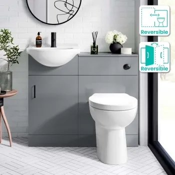 Quartz Stone Grey Combination Vanity Basin and Austin Toilet 950mm - Black Accents